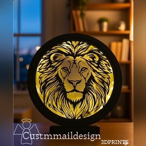 3d Printed Lion LED Light Decor